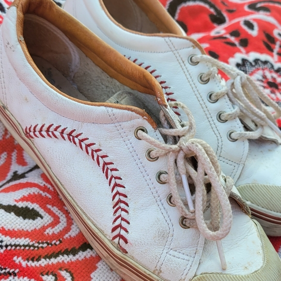 Vintage 90s Keds Baseball Stitch Sneakers Womens Shoes Leather Size 6.5 - Picture 2 of 6